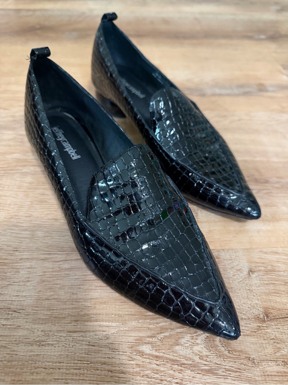 Jeffrey Campbell | Viona Croc Embossed Pointed Toe Loafer